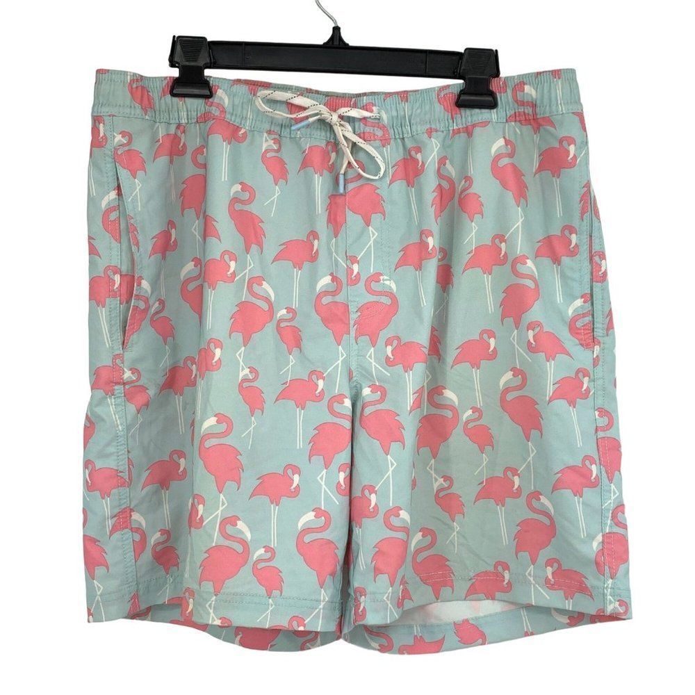 Mens Pink Flamingo Board Shorts Trunks Elysian Size Large 2328 EUC Swim